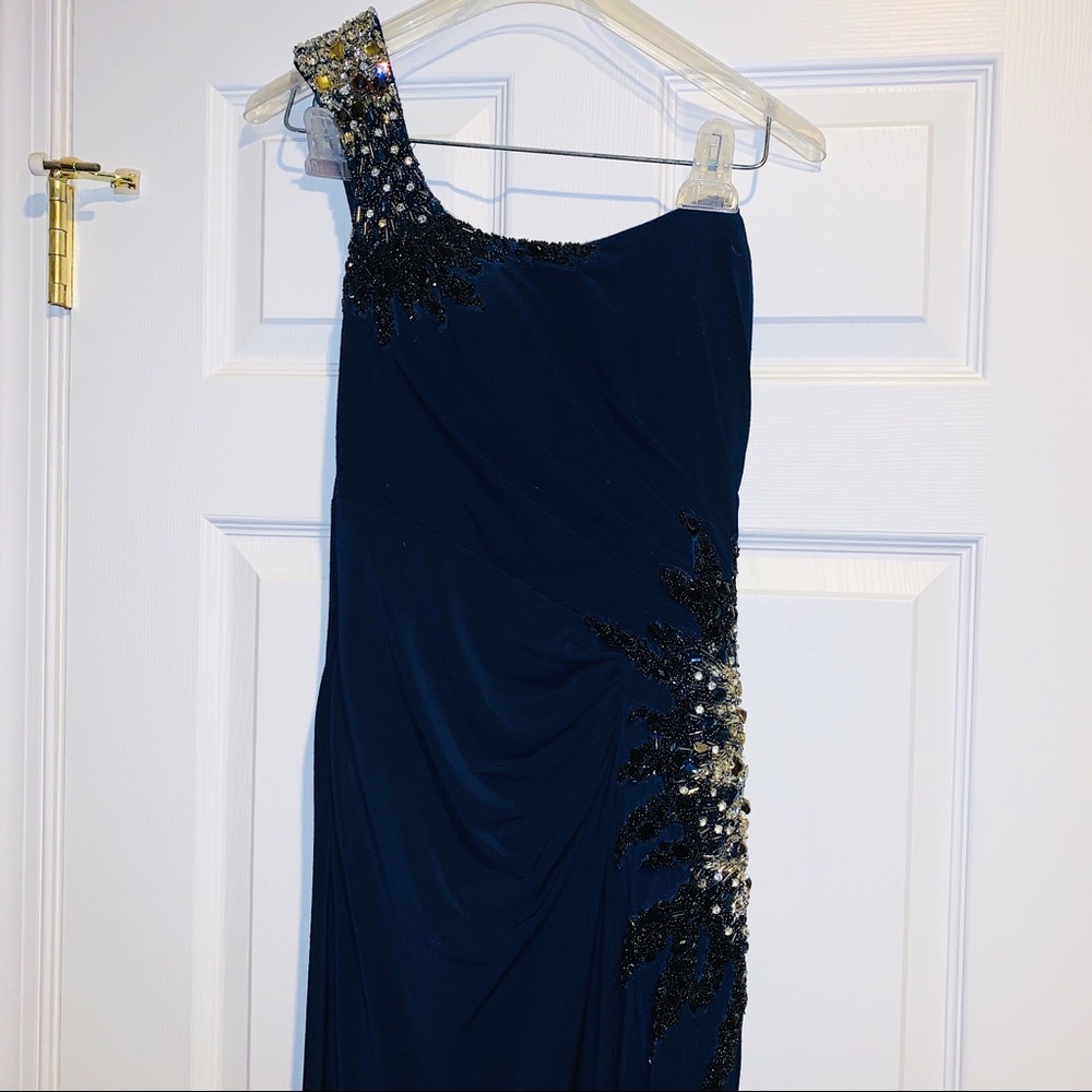 Terani Couture Navy Blue Prom Dress - Picture 5 of 8